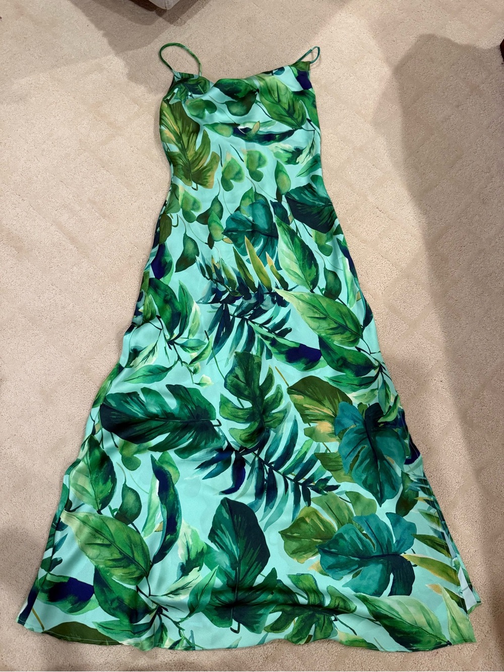 Zara Green Leaf Print Maxi Dress